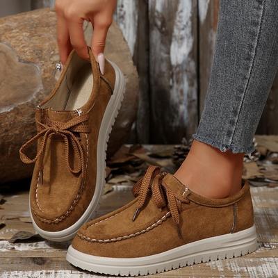 Women's Wide Width Platform Loafers, Front Lacing Wedge Sole Casual Shoes, Slip-Resistant Walking Shoes for Women