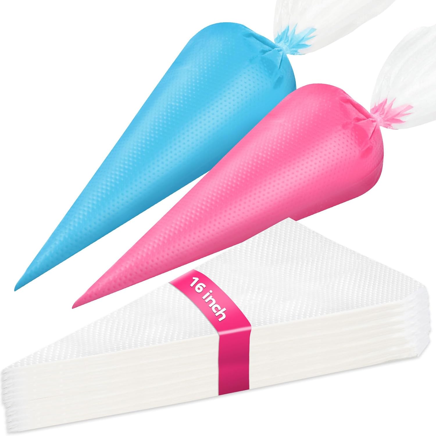 Azzuro Piping Bags Disposable 16 Inch, 100PCS Extra Thick Pastry Icing Piping Bags for Cake & Cookie, Non-Slip Anti-Burst Cake Frosting Decorating