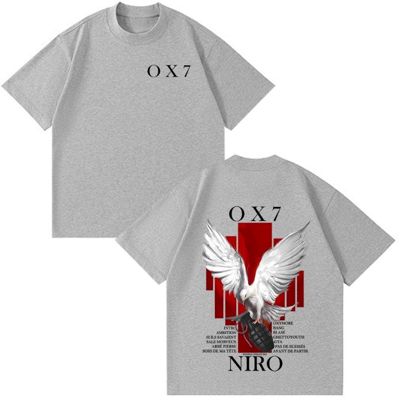 Raper Niro OX7 Album T-shirt Męski Damski Ubrania Moda Hip Hop T-shirty Muzyka Pop Męski Casual Bawełna Vintage T-shirt Streetwear