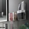 Punch-Free Wall-Mounted Toothbrush Rack with Automatic Toothpaste Dispenser