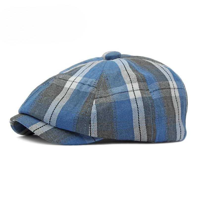 Fashion Plaid Newsboy Cap for Men Women Spring Summer Thin Octagonal Hat British Retro Beret Baker Boy Cap Painter Hat