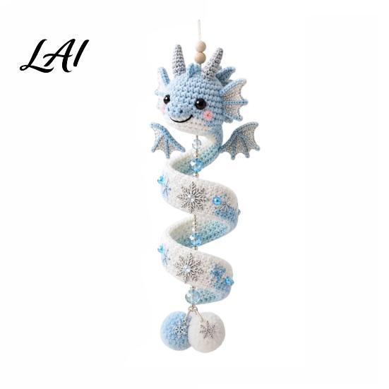 Anpassbares Garn Drache DIY Spiral Hängendes Ornament Kit Einfache Montage Dekoratives Kunst Handwerksprojekte für Anfänger Handgefertigtes Häkelset Zuhause A gray