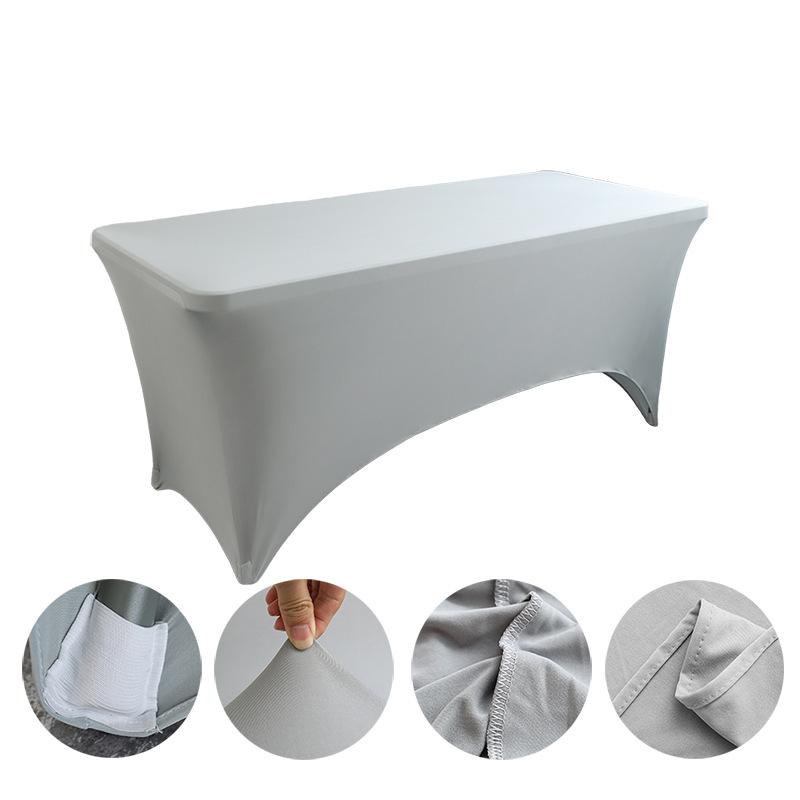 High-Grade Hotel Restaurant Wedding Banquet Decoration Solid Color Square Tablecloth Elastic Table Cover