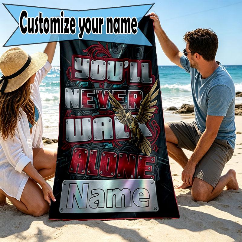 Custom Name Personalized Liverpool FC Print Beach Towel, for Trip Camping Beach Party Home Decor, Birthday Gift for Family & Friends