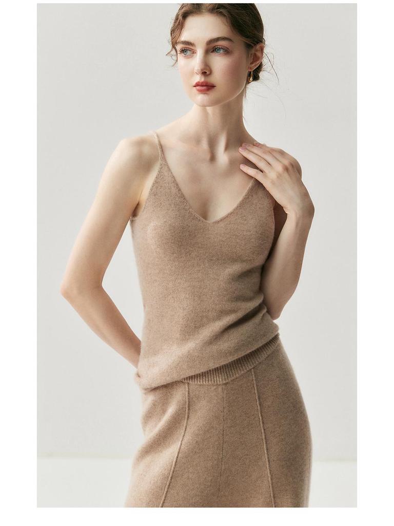 2025 Autumn/Winter V-neck Cashmere Slim-fit Vest - Women's Wool Knit Innerwear