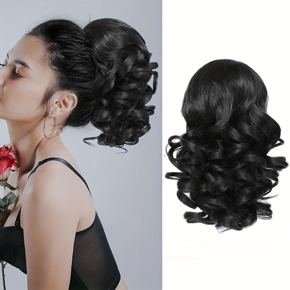 

Wavy Big Curly Ponytail Synthetic Hair Clip-On Fluffy High Ponytail European And American Style Natural Realistic Hair Bundle A Magic Tool For 12inches
