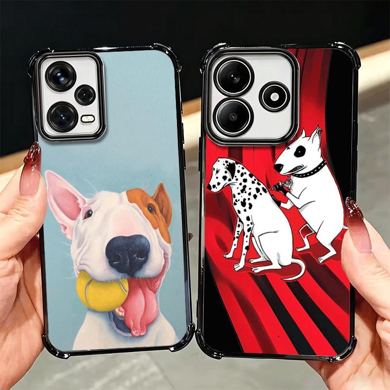 Perro Bull Terrier Lindos Cachorros Funda de Teléfono con Chapado Para Xiaomi Redmi Note 14 15 Pro Plus 13 12 11 11S 11T 10 9S 9 5G Anti-Caída Aira