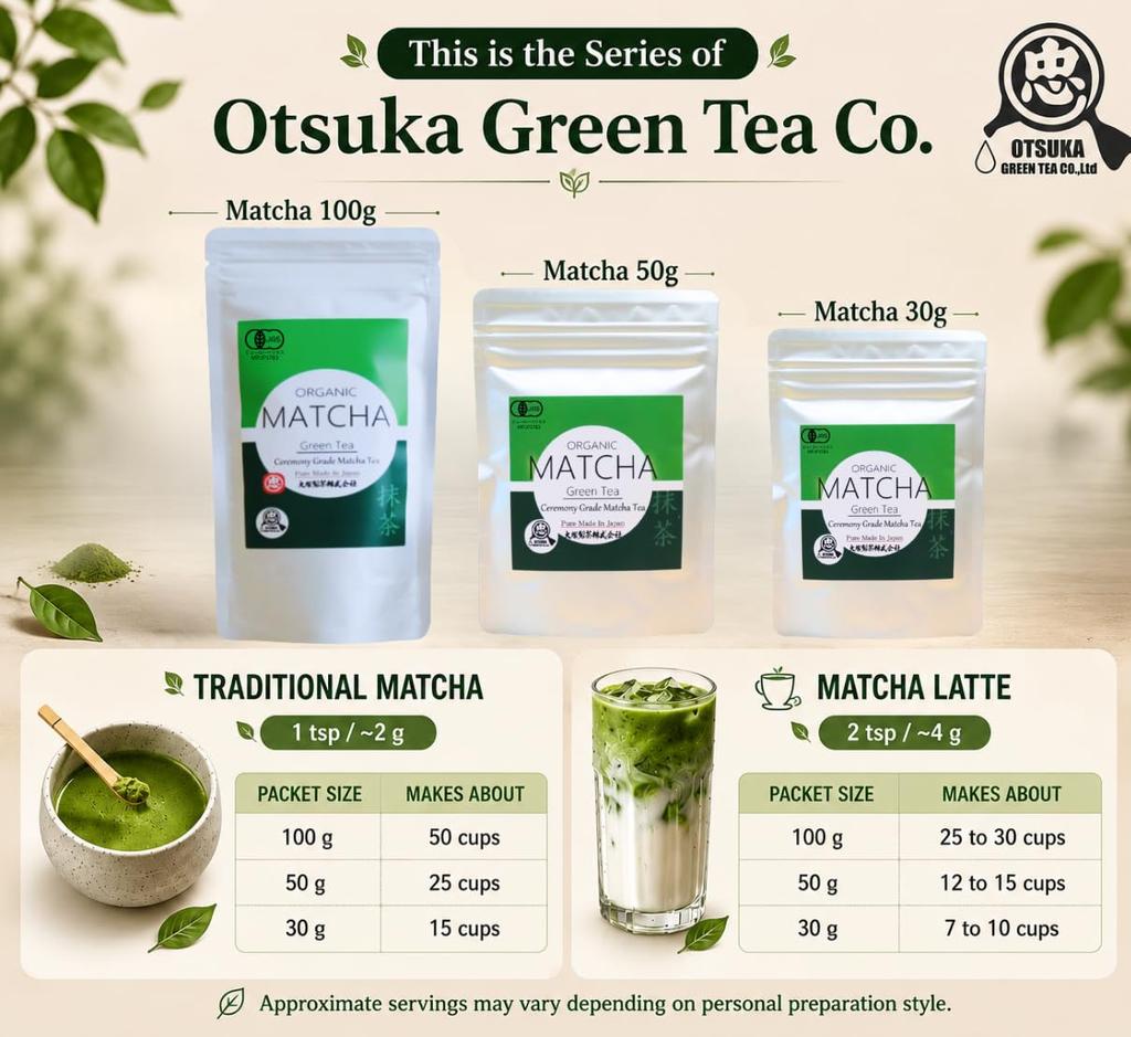 Otsuka Green Tea Co Bio Matcha Pulver JAS-zertifiziert Japanisch Inlands 100g Beutel Seit 1869