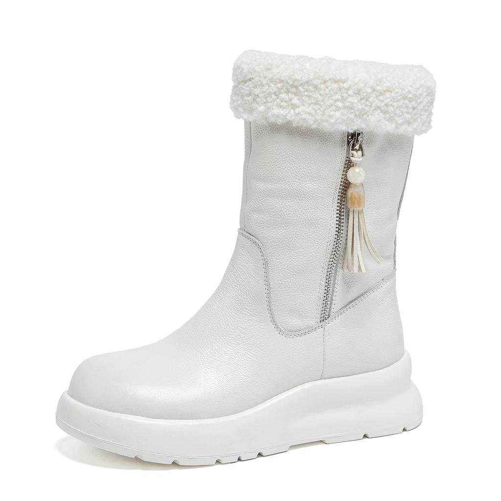White snow boots women's new winter warm thick-soled piled thickened short boots plush thin non-slip cotton boots