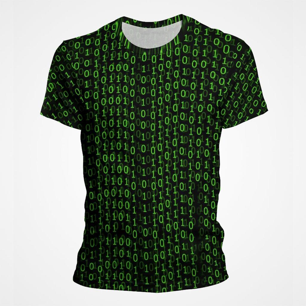 Green Matrix Code Graphic T Shirts For Men 3D Full Print Tee Tops Short Sleeve O Neck Casual Streetwear Man's Tshirt Camisetas