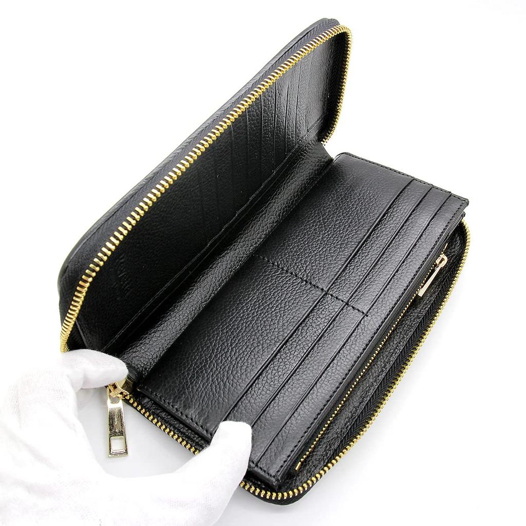 [Revetta] Stingray Leather Long Wallet, Black, Round Zipper, Gold, Galuchat Stingray Leather, Men's Genuine Leather [075-3stw]