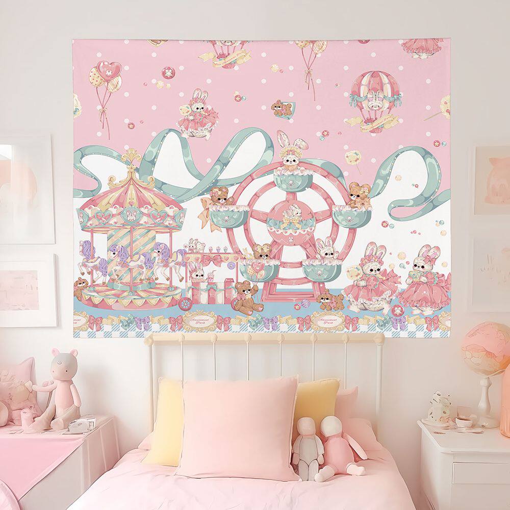 

Lolita Atmosphere Decor Tapestry Warm Decoration for Girl Room Dorm Bedroom Wall Renovation Tapestry Atmosphere Background Cloth 74x94cm(29x37in)