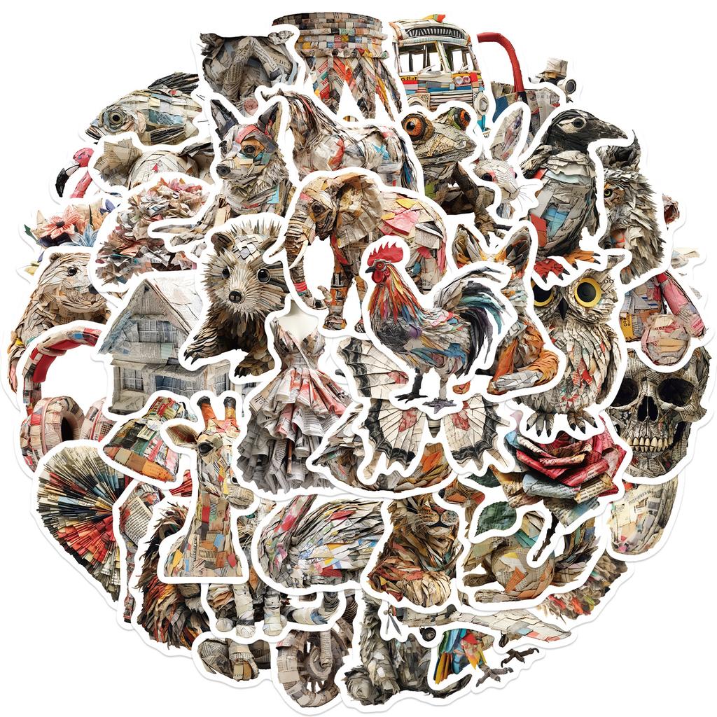 50 Newspapers, Sculptures, Animals, Graffiti Stickers, Guitar, Notebook Suitcase, DIY Waterproof Stickers, Hot Style