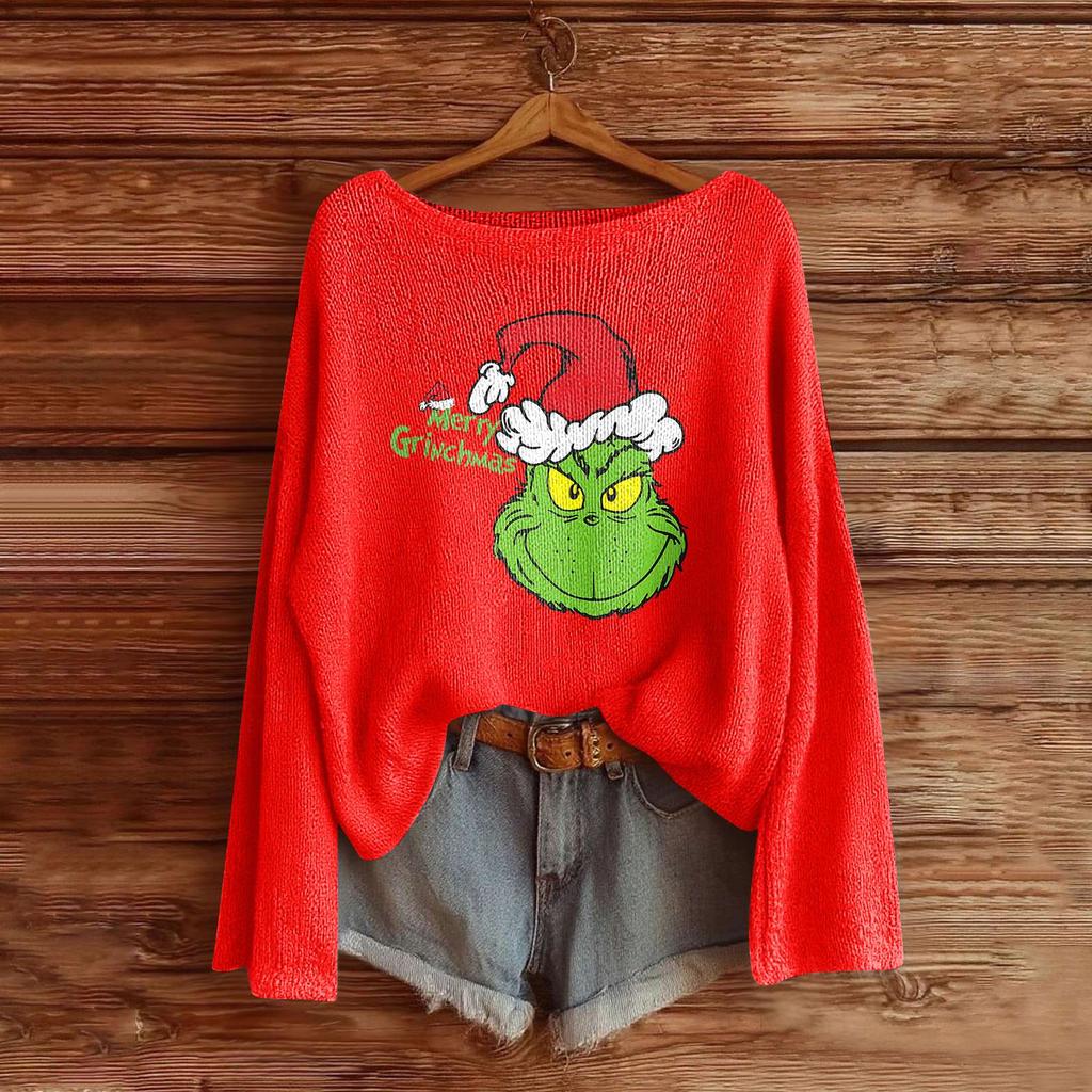 Women's Fashion Long Sleeve Christmas Snowman Snowflake Print Jacket Cardigan