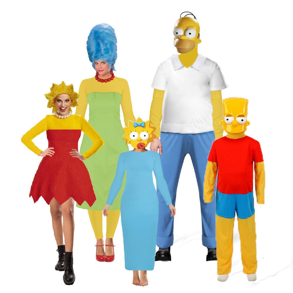 Custom Simpsons Animation Cosplay Costume Family Stage Performance Outfit Simpson Family