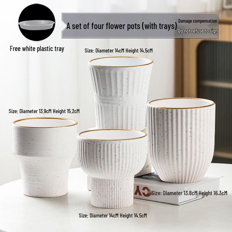 Nordic High-Leg Ceramic Orchid Pot: Durable, Artistic for Home or Balcony Use