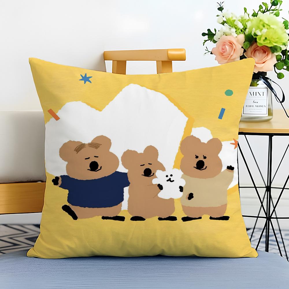 Korean Stationery DDinotaeng Cushion Cover Washable Linen Comfort Soft  for Sofa Bed Cozy Home Room Decor