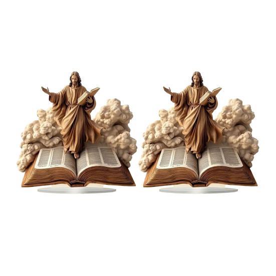 2D Flat Christmas Nativity Scene Tabletop Ornament Acrylic Desktop Display Centerpiece for Christian Table Shelf Mantel Fireplace Bedroom Office Decor