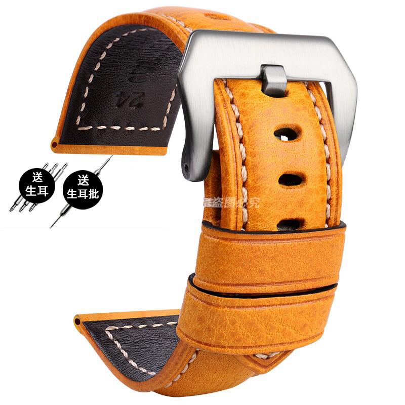 For Panerai PA441 PAM01661 Lumino Watch strap with thickened Italian cowhide Watchbands Vintage Watch Band male Bracelet 22 24MM