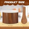 2 Pcs Salt Cellar Box with Lid and Spoon Wood and Stone Salt or Pepper Sugar Spice Seasoning Bowl Container Jar Holder Well Keep