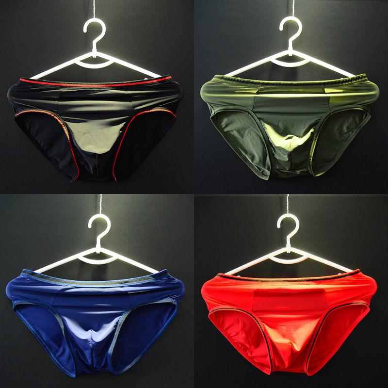 

4 шт. мужское нижнее белье однотонные трусы из ледяного шелка сексуальные прозрачные быстросохнущие U-образные выпуклые трусики с низкой талией мужские трусы 3XL