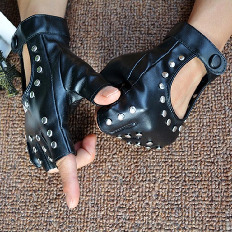 Punk PU Gloves Pole Dancing Studded Gloves for Dancer for Women and Girls Gift