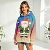 Felpa con cappuccio da donna casual a maniche lunghe con stampa natalizia