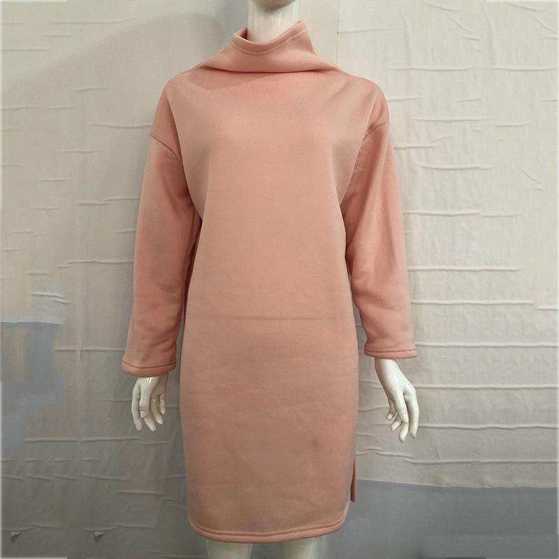 Womens Winter Long Pullover Sweatshirts Featuring Cozy High Neck Design And Split Hem