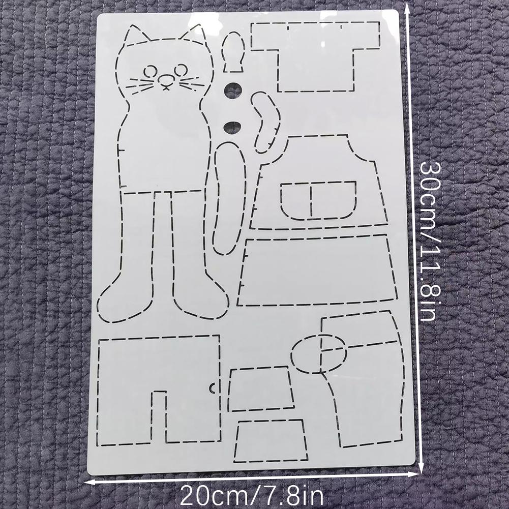 Cute Animals Patchwork PET Template DIY Handmade Keychain Stencils For Hangings Cat Couple Doll Quilting Patterns Making Crafts