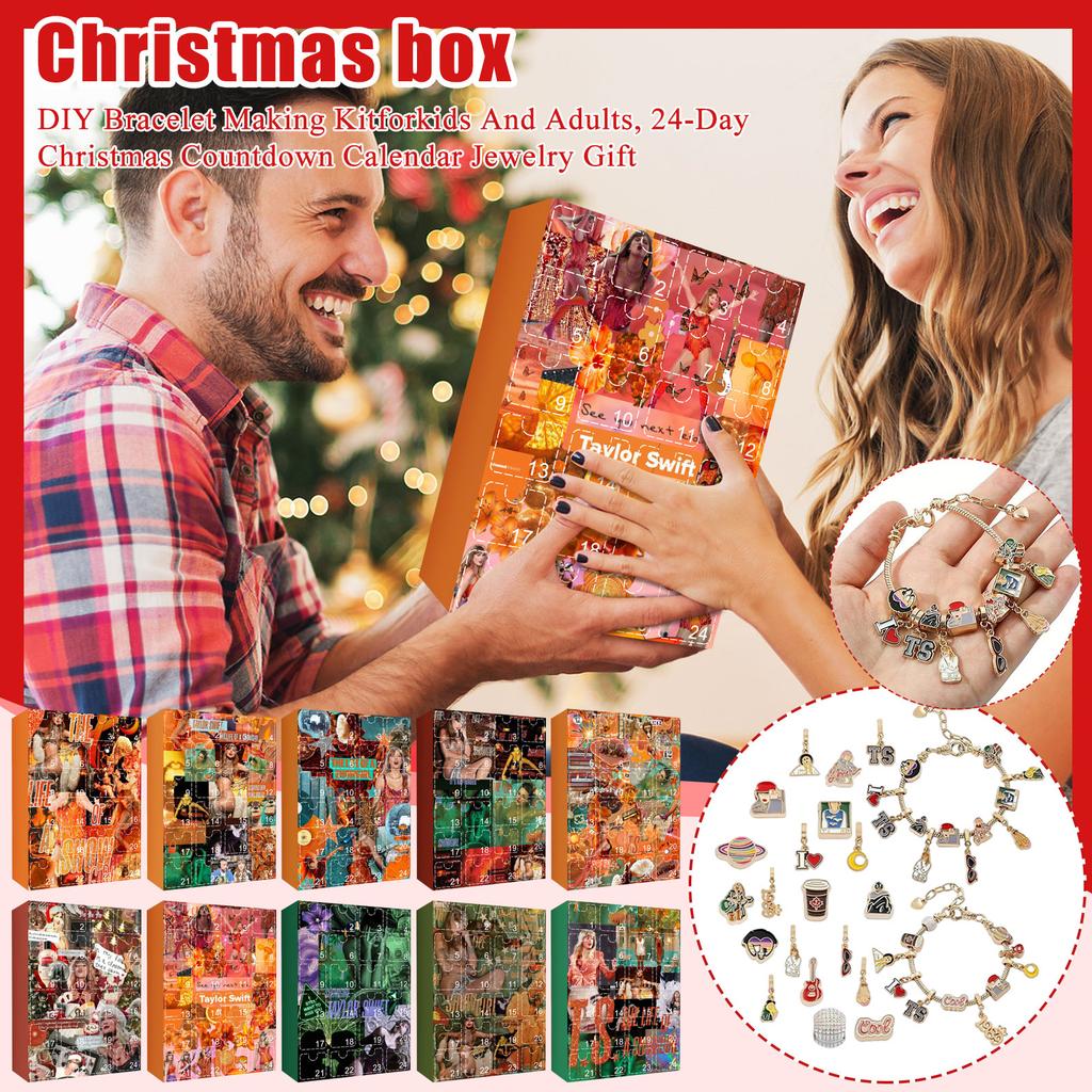 3D Countdown Calendar Gift, DIY Bracelet Making Kitforkids And Adults, 24-Day Christmas Countdown Calendar Jewelry Gift
