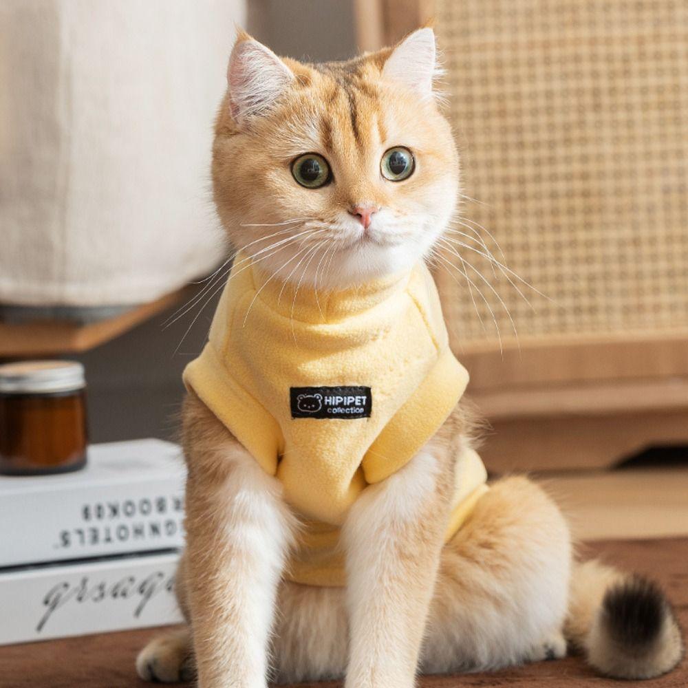 

Thickened Cat Vest Soft Velvet Sweater Macaroon Pet Coat Winter S жовтий