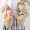 10Pcs Handheld Flower Basket Kraft Paper Tote with Handle Flower Paper Box  Valentine Day Gift Tote