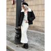 Autumn Winter New Women's High Waisted Slim Fit Knit Maxi Skirt Warm Windproof Trendy Long Skirt For Cold Weather
