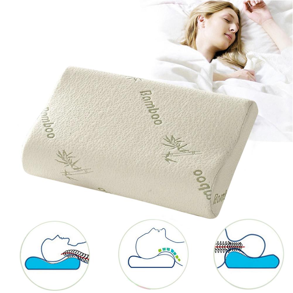 50x30CM Bamboo Fiber Pillow Slow Rebound Neck-Relief Pillow Reusable Breathable Pillow for Home Office Better Sleeping