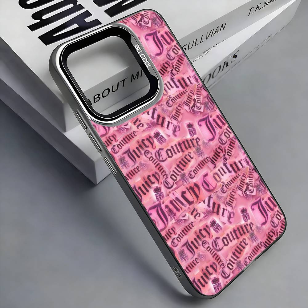 J-JUICY C-COUTURE Pouzdro na telefon Pro iPhone 17, 16,15,14,13,12,11 Plus,Pro Max, Barevné Stříbrné Kryt Funda