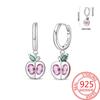 S925 Silver Colorful Sparking Zircon Heart Shape Dopamine Hoop Earrings Flowers Earrings Jewelry for Women Girl Fine Gifts
