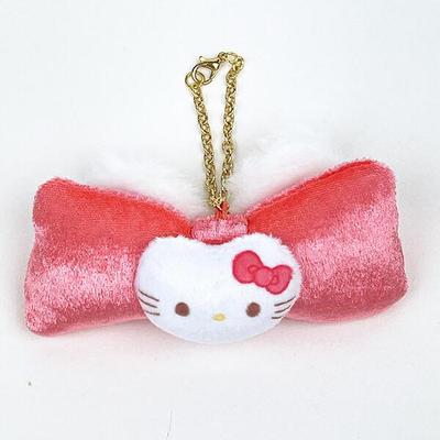 Fluffy Ear Ribbon Bag Charm Hello Kitty Keychain Mascot