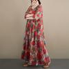DIMANAF New 2026 Summer Beach Long Dress Women Plus Size Vintage Lady Loose Oversize Maxi Floral Print Cotton