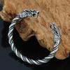 Norse Viking Wolf Head Bracelet Stainless Steel Adjustable Wristband Cuff Dragon Bangle for Men Fashion Jewelry Gifts