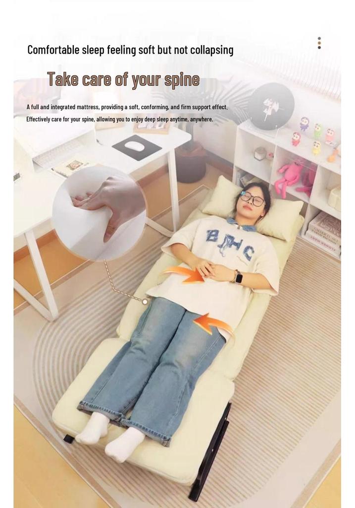 Dual-Use Reclining Office Chair: Foldable Nap Bed/Sofa Seat with Adjustable Backrest