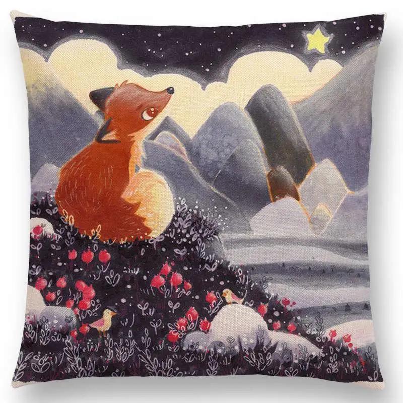 Newest Cute Cartoon Sofa Pillow Cover Black and White Cat Funny Fox Cushion Cover Throw pillowcase