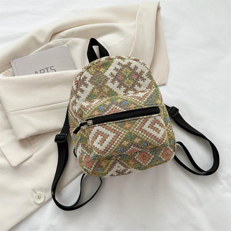 Stylish Vintage Ethnic Casual Backpack For Women With Soft Canvas Material And Trendy Design