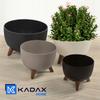 KADAX Blumentopf Übertopf mit Füßen Einsatz Pflanzgefäß 24cm Beige Schale Rund