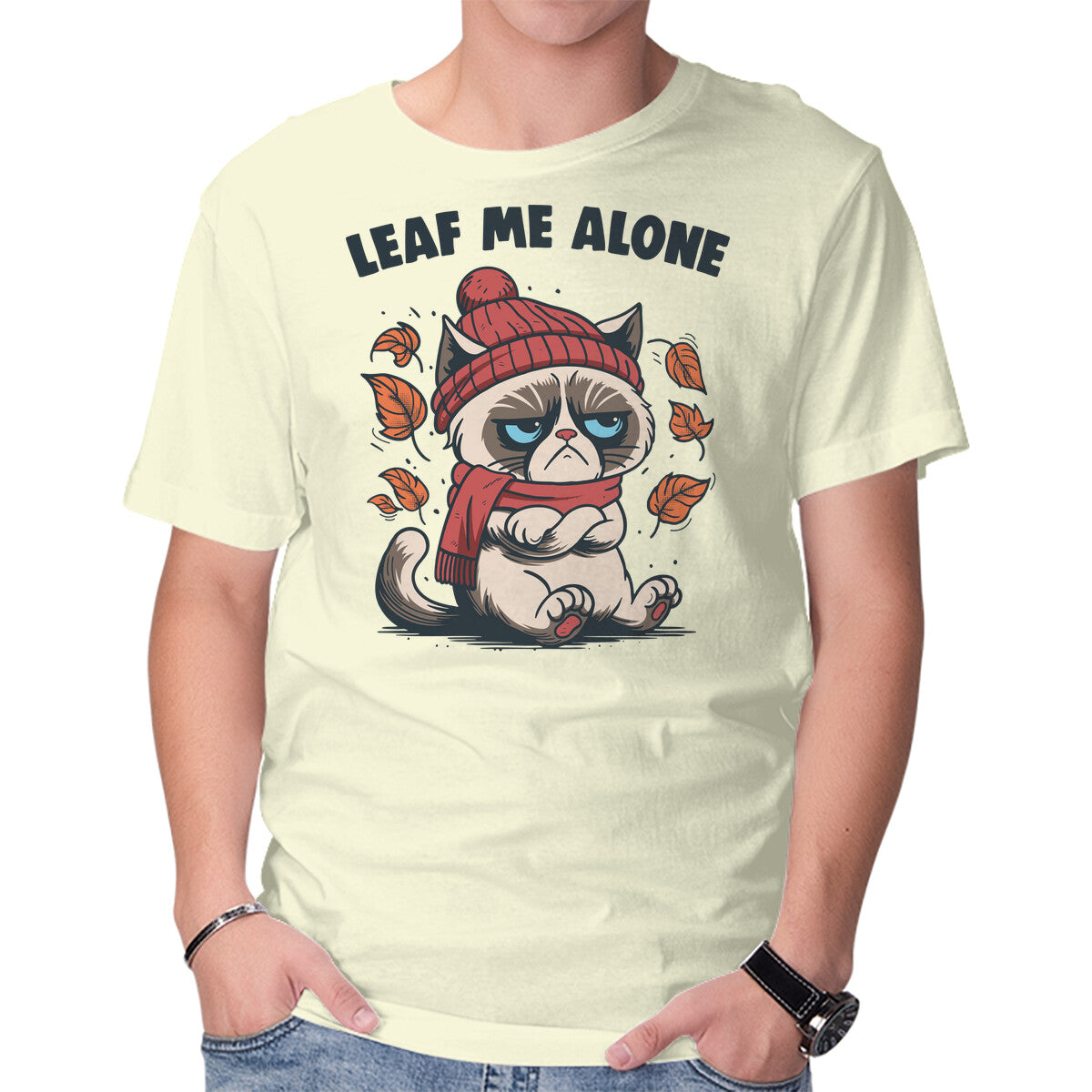 Unisex Crew Neck T-Shirt Leaf Me Alone This Fall Graphic Short Sleeve Casual Tee S
