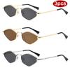 Protective Glasses 3pcs Fashion Metal Polygon Frame Sunglasses Personalized Black Lens Design Glasses UV Protection Eyeglasses