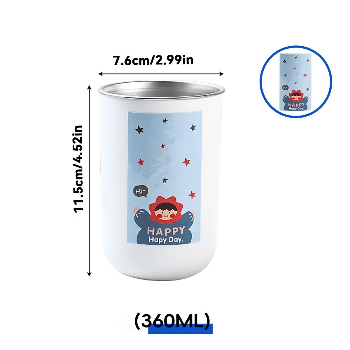 

WORTHBUY Чашка для полоскания рта из нержавеющей стали 304 с милой наклейкой, портативный стаканчик для зубной щетки, многоразовая чашка для полоскания горла, аксессуары для ванной комнаты