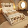 Houten Eenpersoonsbed 90x200 cm Jeugd-/Kinderbed met Planken, Nachtlampjes, Boekenkast, Frame met Lattenbodem, Puur Wit Oppervlak, zonder Matras