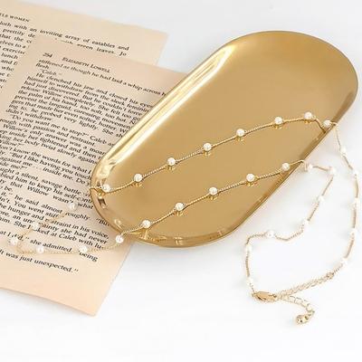 Chain Pearl Long Necklace Nk129