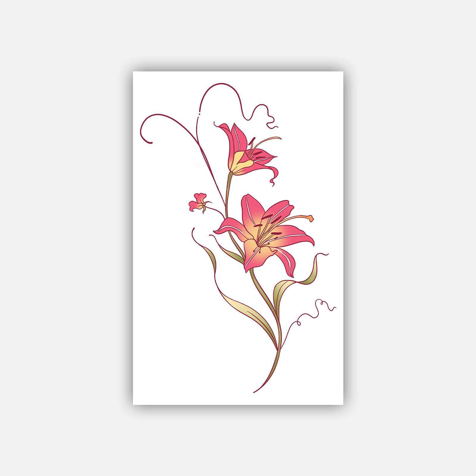 Premium Sense Style Personality Spice Girl Sexy Color Flower Plain Flower Waist Belly Tattoo Sticker 12*19