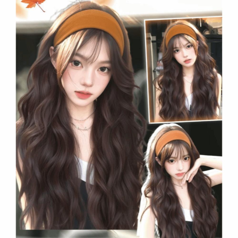 Hair Hoop Half Headband Wig Hairpieces Long Wavy Curly Hair  Party